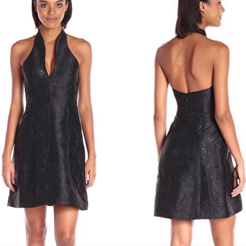 Halston Heritage Jacquard Halter Dress